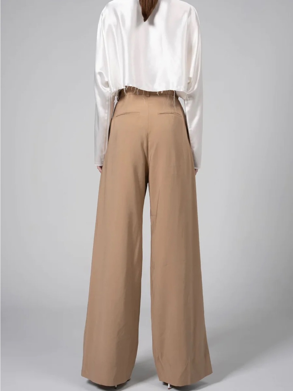 NONchalant Khaki Wide-Leg Pleated Pants - Picture 3 of 6